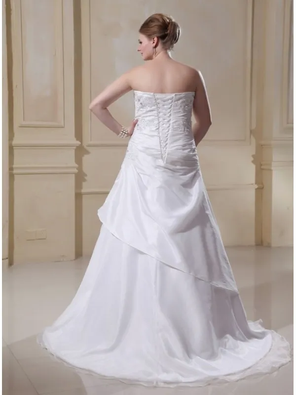 TINA - A-line Sweetheart Chapel train Taffeta Organza Wedding dress