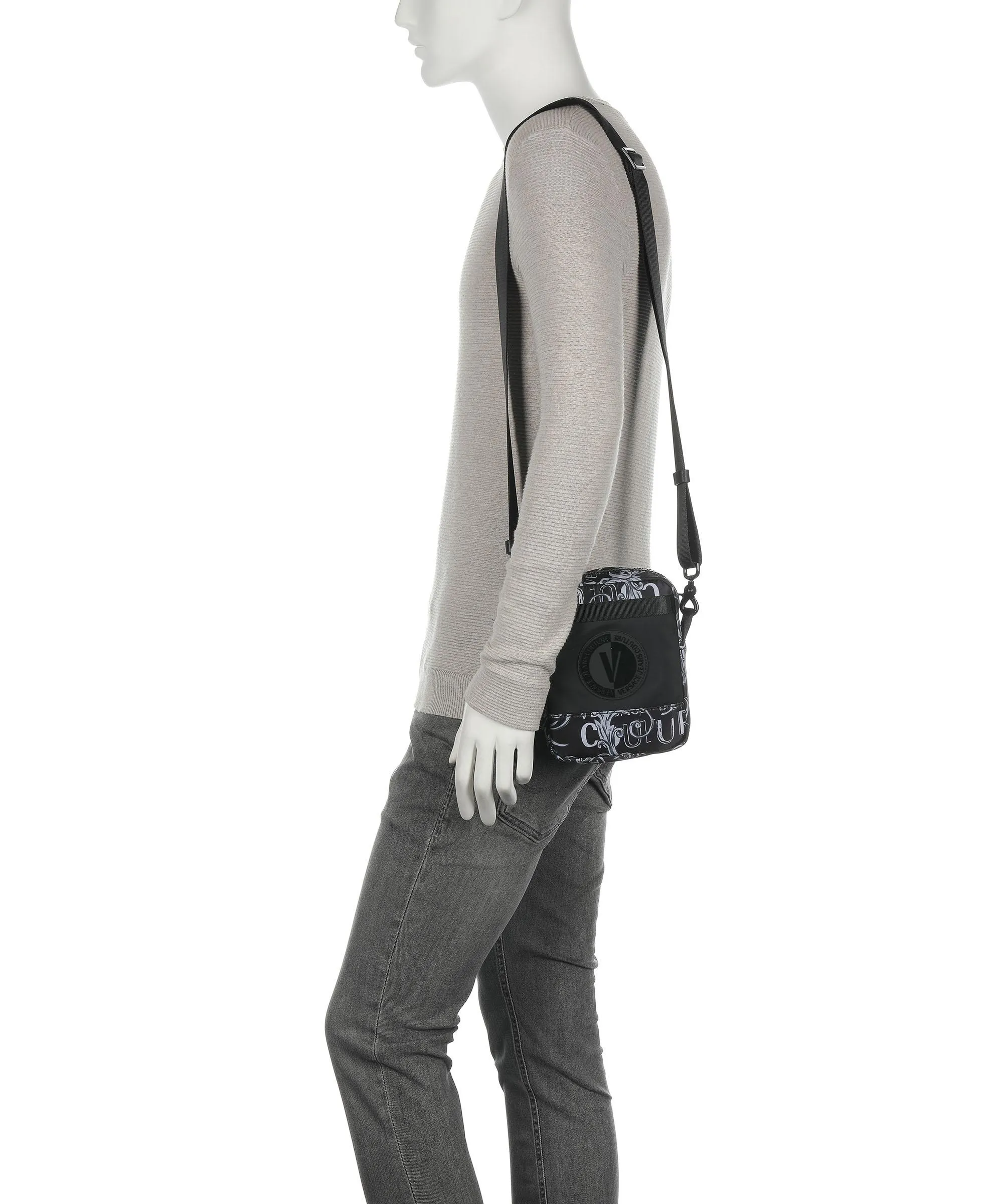  Versace Jeans Couture Logo Couture Borsa a tracolla nylon nero/grigio  