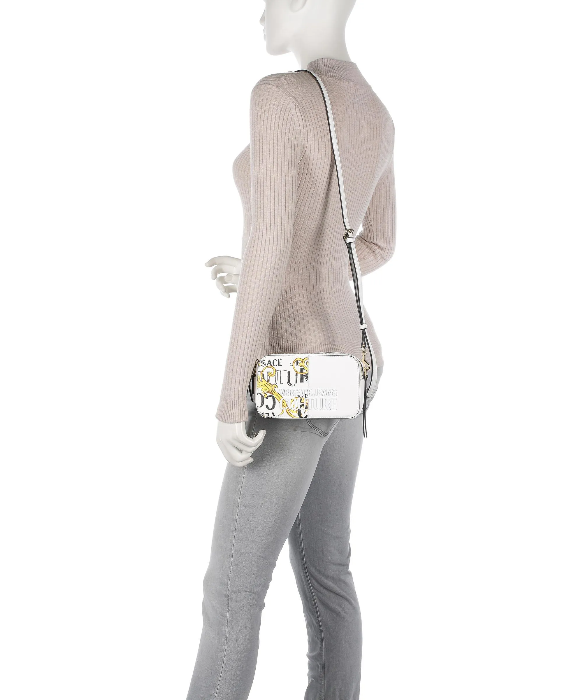  Versace Jeans Couture Rock Cut Borsa a tracolla pelle sintetica bianco  