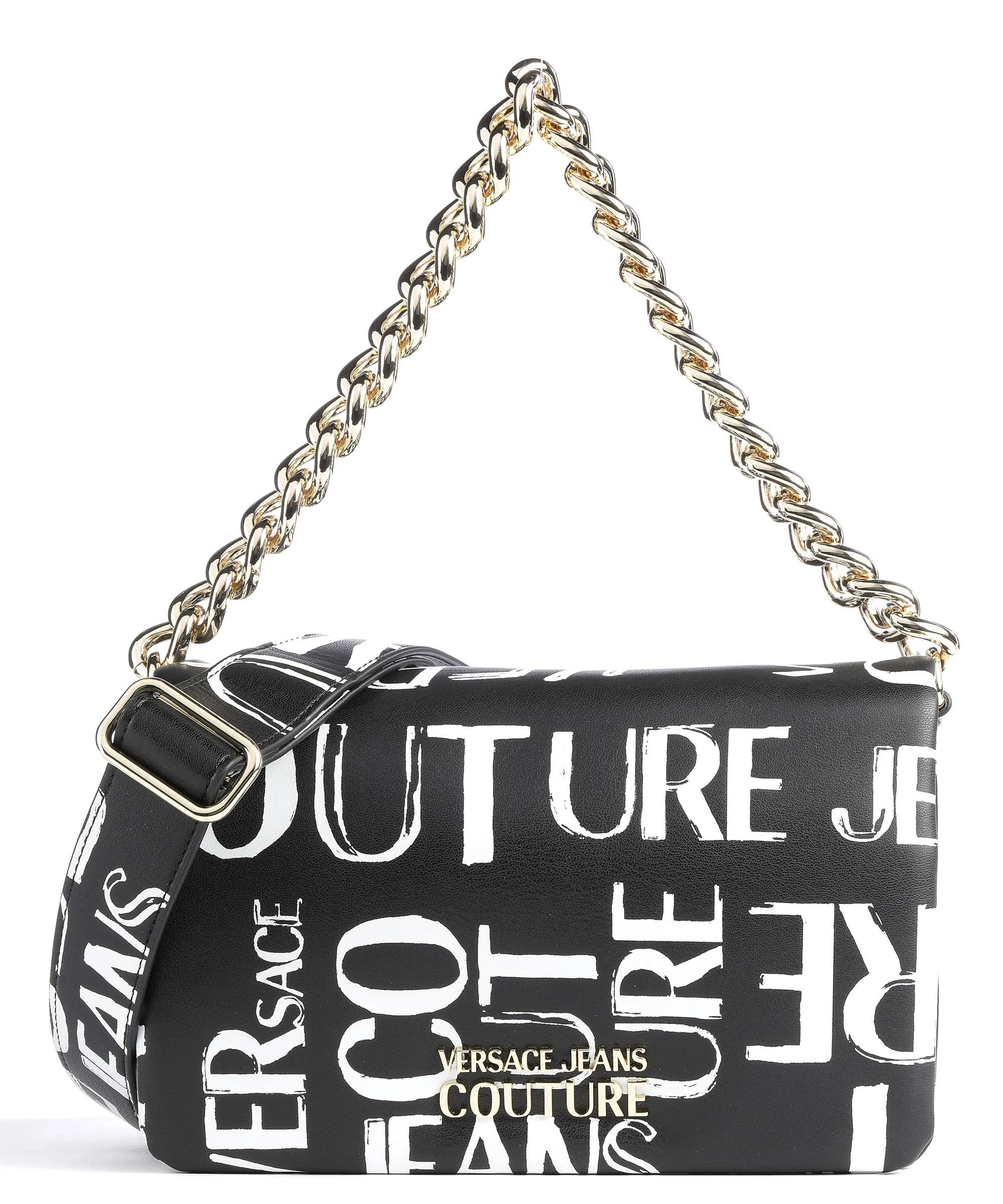  Versace Jeans Couture Soft Allover Logo Borsa a spalla pelle sintetica nero  