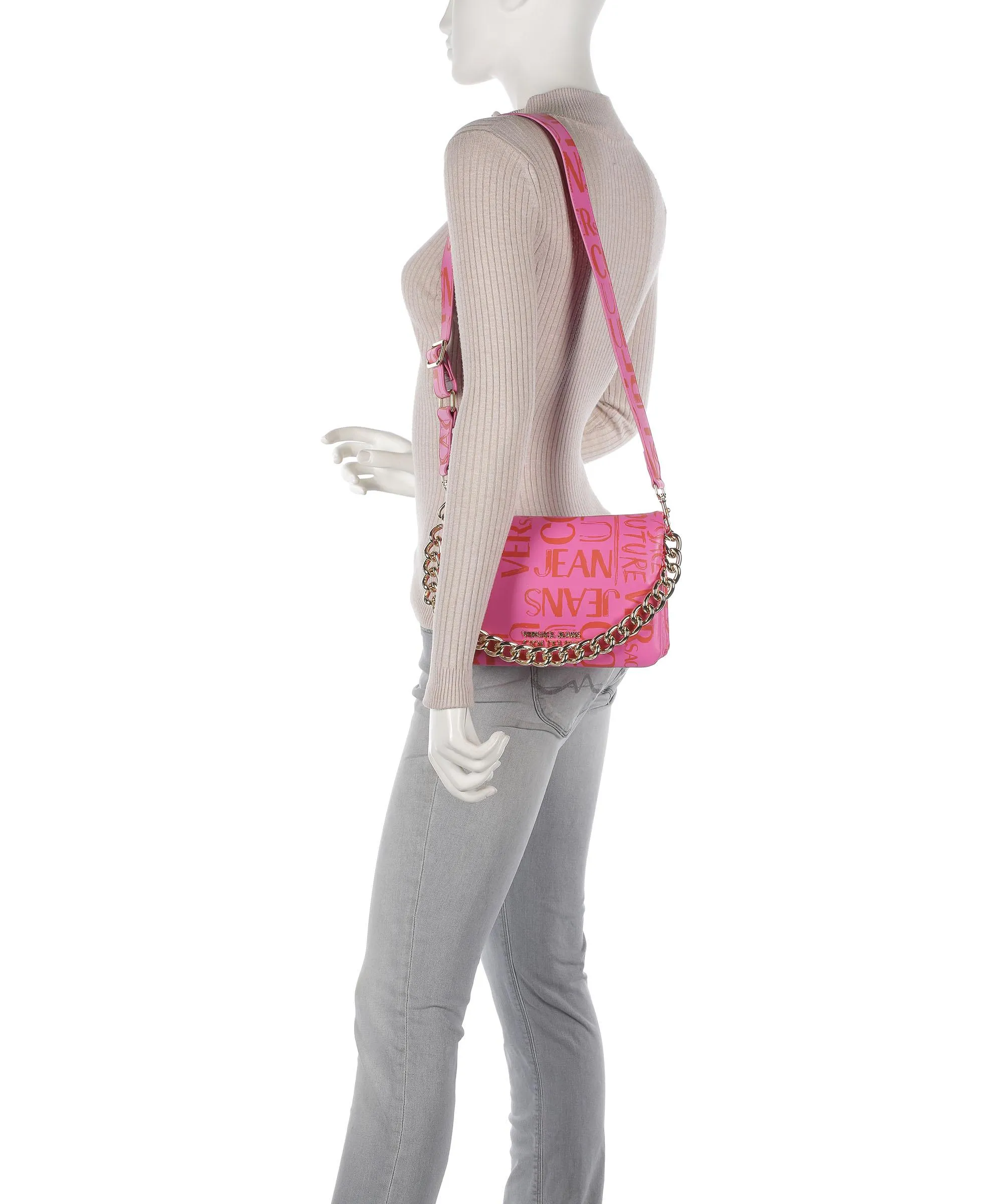  Versace Jeans Couture Soft Allover Logo Borsa a spalla pelle sintetica pink  