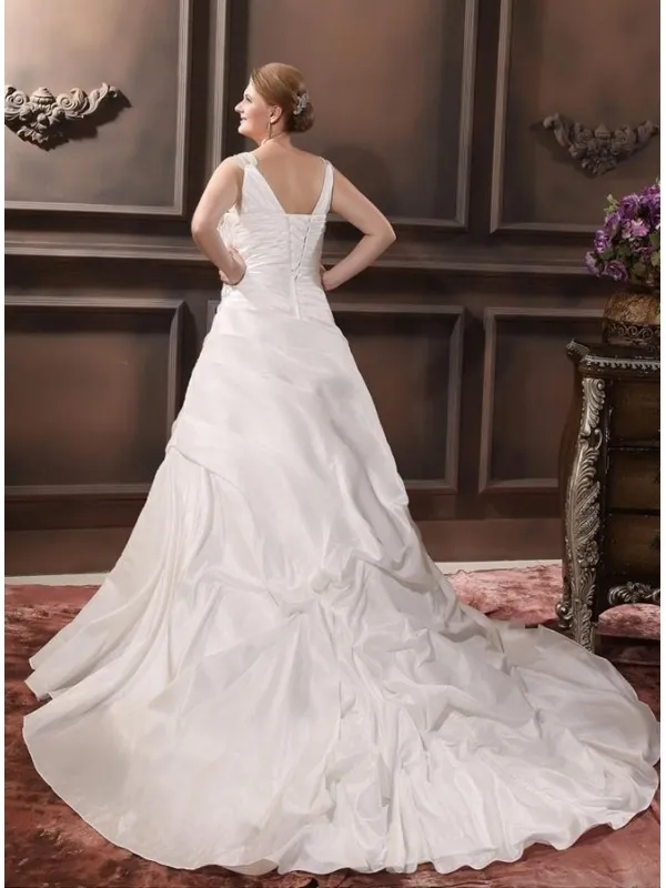 VIVIAN - A-line V-neck Chapel train Taffeta Wedding dress