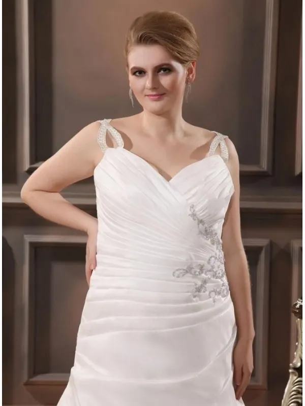 VIVIAN - A-line V-neck Chapel train Taffeta Wedding dress