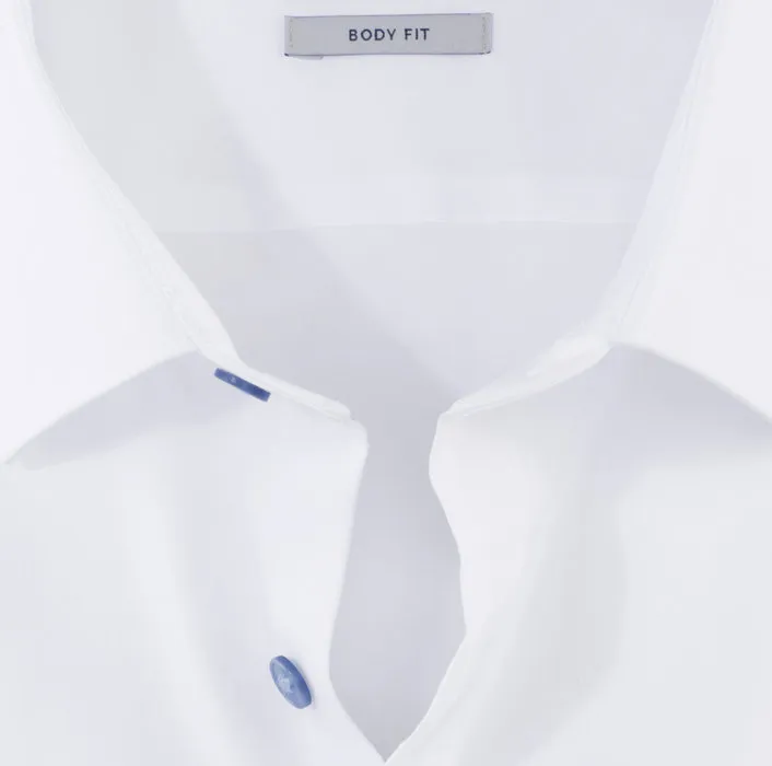 White olymp slim fit elegant shirt with light blue buttons