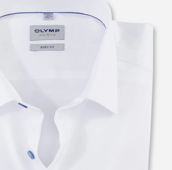 White olymp slim fit elegant shirt with light blue buttons