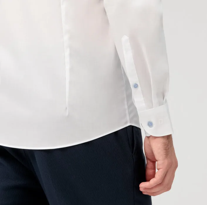 White olymp slim fit elegant shirt with light blue buttons